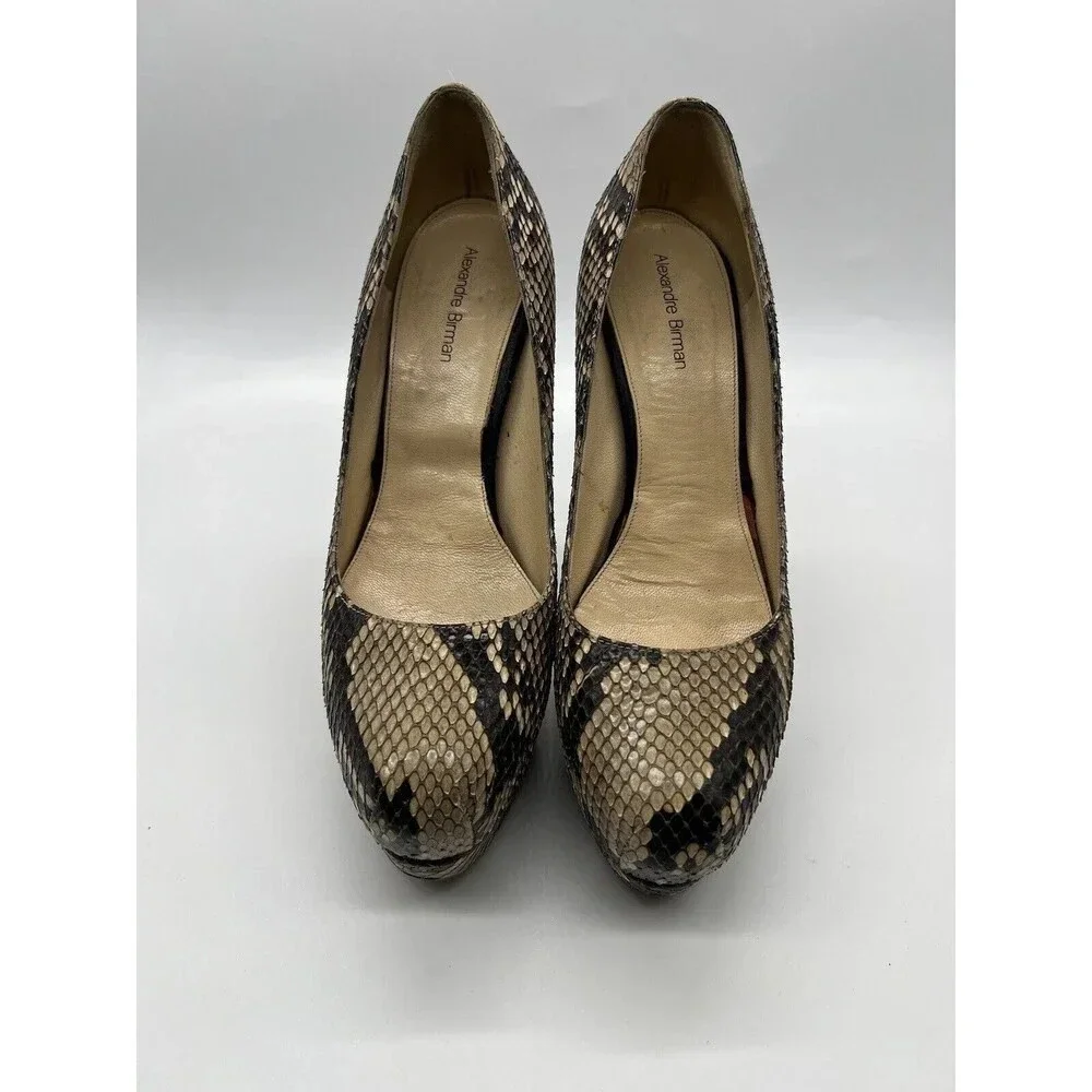 Alexandre Birman Women Python Platform High Heels Pumps Shoes Size 36.5 Snake